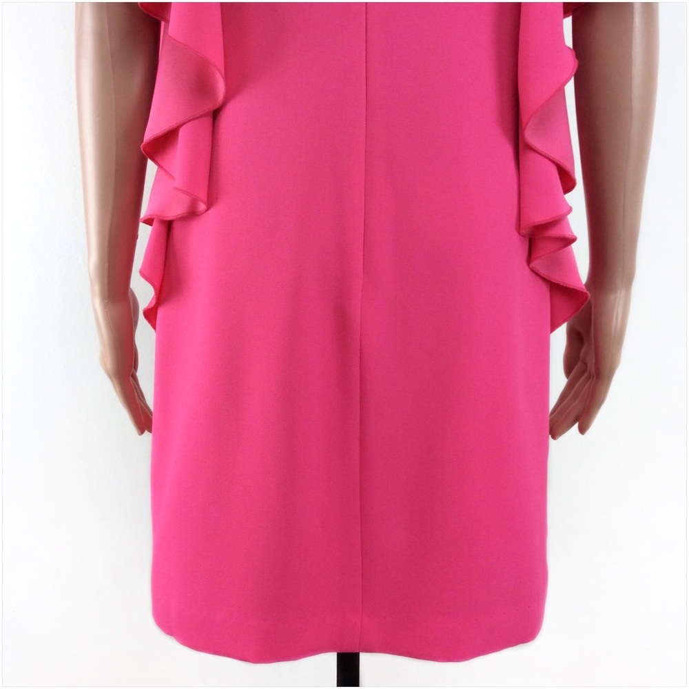 Bright Pink Shift Ruffled Shift Dress Size 4 - Picture 7 of 8